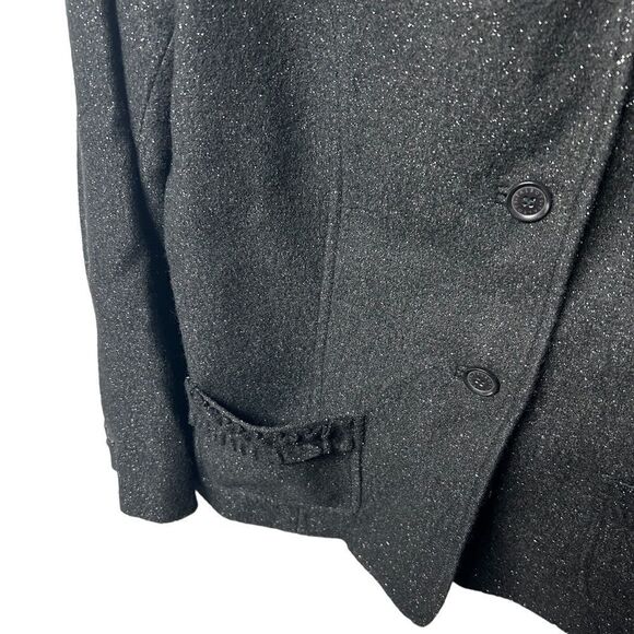 NWT Talbots Wool Blend Black Sparkly Button Up Blazer Coat Jacket 10 Petite - Picture 3 of 8